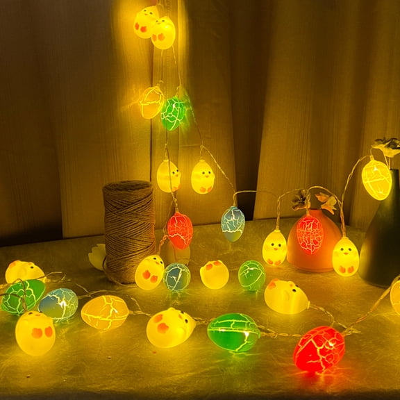 Oefntac Easter Decor Easter Egg LED Chicken String Lights,Multi Color,118 Inch Battery Powered,Indoor Outdoor Decoration,Festive Party Lighting
