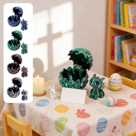 Oefntac Easter Decor Hatchable Dragons Egg Toy 1.7in Plastic Colorful Surprise Figurine Assembly Pet Gift for Kids Teens Holiday Collectible Play Set