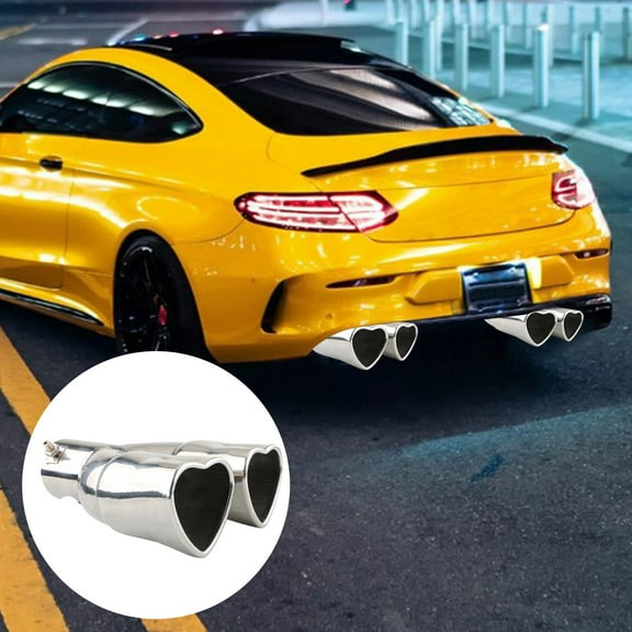 Oefntac Exhaust Pipe Heart Shaped Car Tail Exhaust Pipe Modified Double Pipe Muffler Universal Performance Stylish Easy Install Enhanced Airflow