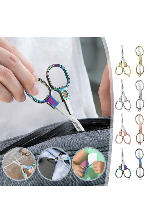 Folding Scissors Folding Scissors Stainless Steel Portable Mini Keychain Travel Safe Badge Small Alloy Pocket Scissors for Crafts First Aid Outdoor Gift