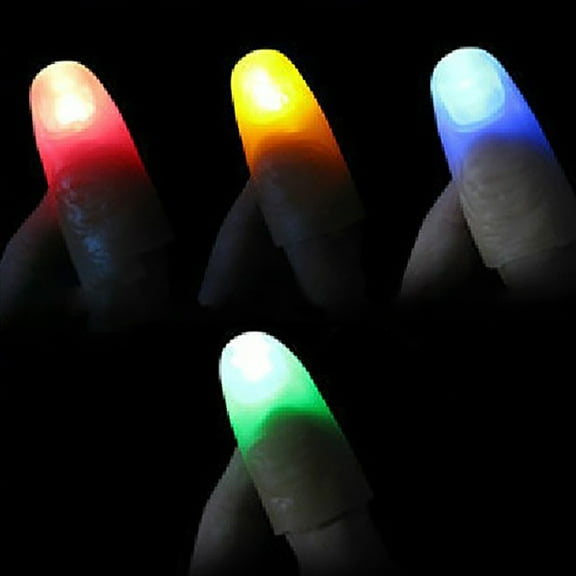 Oefntac Gift LED Finger Light Ring Glow Up Party Close Up Flashing Trick Rubber Thumb Magically Pass Light Portable Funny Secret Learning Skill Props