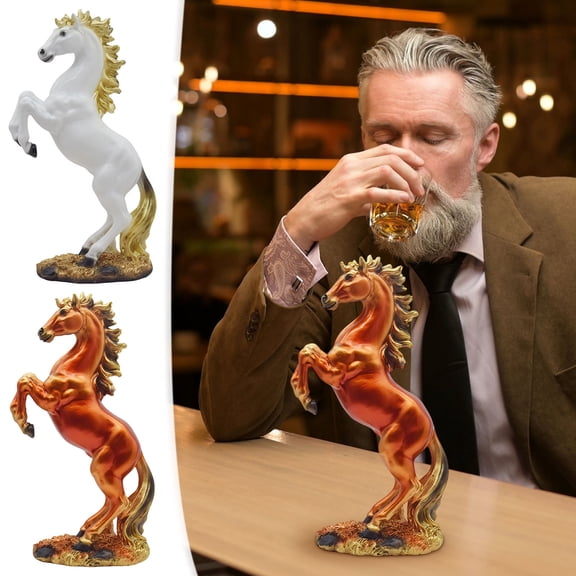 Oefntac Horse Figurine 2026 Year of The Horses Mascots Figurine Gildeds Success Arrives Standing Stallion Statue Chinese Zodiacs Home and Office Decoration