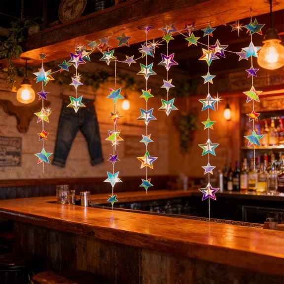 Oefntac Hanging Decorations Colorful Glitter Star Hanging Decorations Party Streamers Ceiling Birthday Wedding Christmas Festival Ornaments 79in 158in Multi Pack