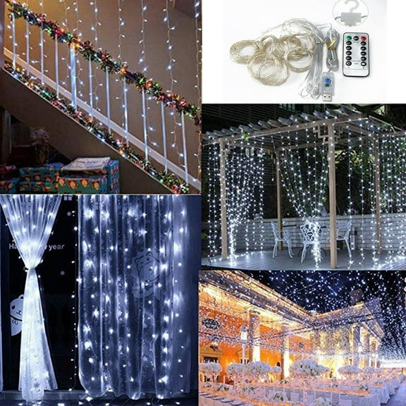 Oefntac LED Lamp LED Color Lamp Outdoor Courtyard Decoration Remote Control Star Copper Wire Lamp String with Hook USB