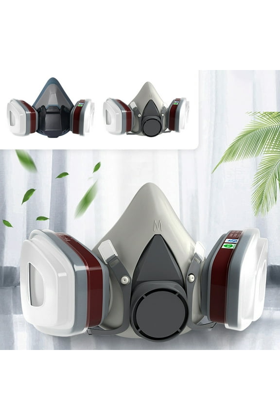 Mask Air Purifying Mask Head with Replaceable Cartridge Activated Carbon Adjustable Strap Breathable Reusable for Construction Industrial Work