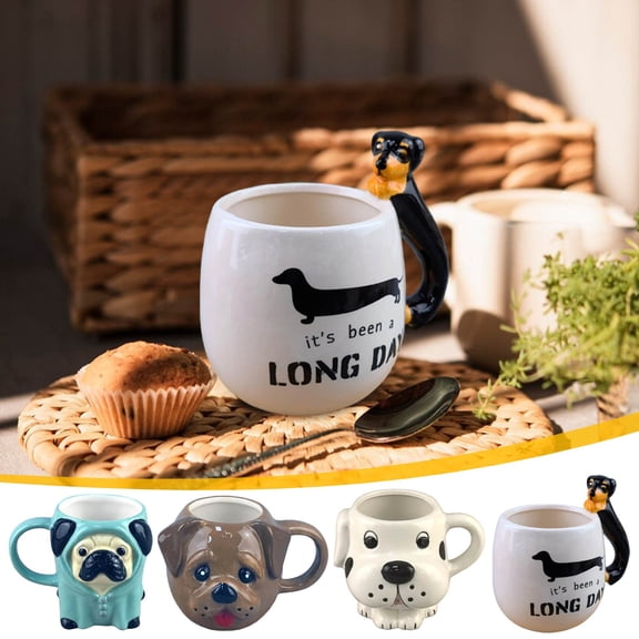 OEFNTAC Sausage Dog Ceramic Mug Cute Coffee Cup Large Handle Pet Lovers Gift Dishwasher Safe Durable Novelty Animal Office Home Tea Cup Unique Dog Lover Collection for Friend Family