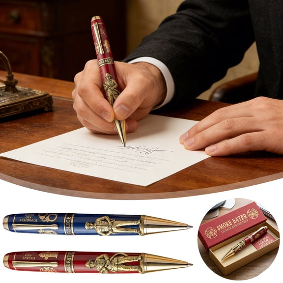 Oefntac Pen Bible Verse Pen Inspirational Writing Gift Religious Scripture Engraved Firefighter Pen Red Gold for Men Women Believers Boxed Catholic Christian Gift