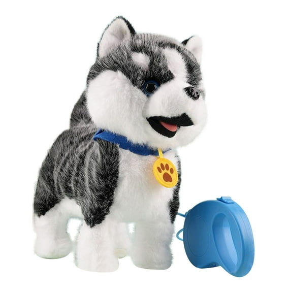 Oefntac Robot Dog Motorized Plush Robot Dog Toy,Leash Control Walks Barks Tongue Out,Cute Soft Remote Head Touch Reaction,Gift for Children