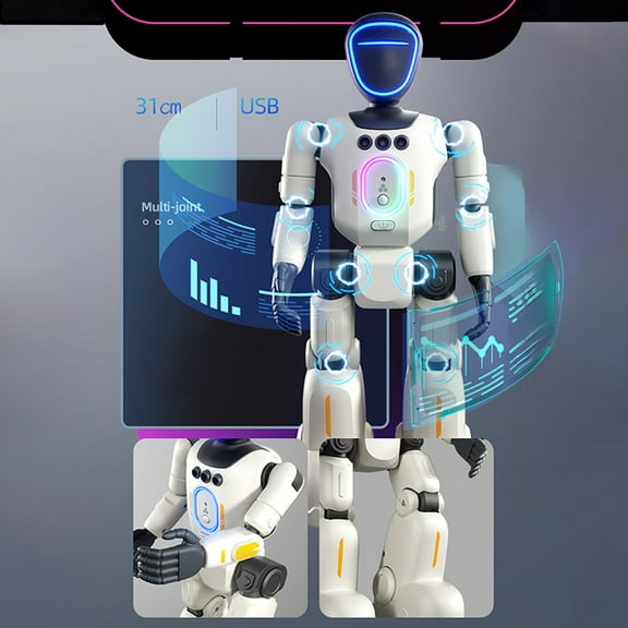 Oefntac Robot Intelligent Interactive Robot,Remote Programmable Voice,12 Joints High Precision,USB Charging,Home Office Toy Gift