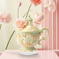 thumbnail image 1 of Oefntac Romantic Gifts for Her Valentine’s Day Heart Tea Cup Gift Set with Saucer Ceramic Romantic Decor Coffee Mug 10oz Anniversary Present Home Office Elegant Keepsake, 1 of 4