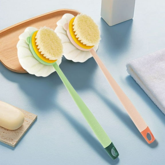 Oefntac Shower Brush Long Handle Shower Brush Soft Gentle Exfoliating Back Scrubber Double-Sided Healthy Bath Body Care Men Women Easy Hang Rinse Durable Ergonomic