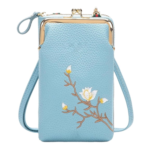 Oefntac Sling Bag Women Sling Crossbody Wallet Purse Mobile Cell Phone Holder Small Leather Mini Shoulder Adjustable Strap Multi Zipper Card Slot Everyday Travel Organizer