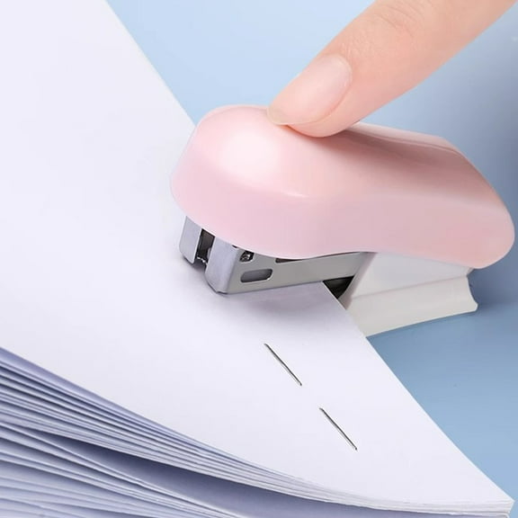 Oefntac Staplers Mini Stapler 26/6 Staple Box Set Blue Pink Student Labor-Saving Portable Binding Machine Binds 2-36 Sheets Test Paper Receipts Office Home Stationery
