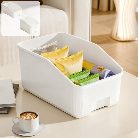 Oefntac Storage Cabinet Storage Cabinet Kitchen Plastic Box Foldable Open Basket Large White Multi Use Snack Condiment Narrow Space Bedroom Table Organizer 13x9x6in