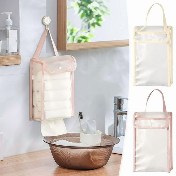 Oefntac Tissue Holder Clear Waterproof Tissue Holder,Adhesive Hanging Pouch,Visible Storage Bag,No Install,Space Saving Bathroom RV Organizer