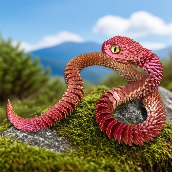 Oefntac Toy Three Dimensional Printed Snake Movable Joints Realistic Plastic Hyper-Real Scales Flexible Pose Decorative Figurine Home Art Toys