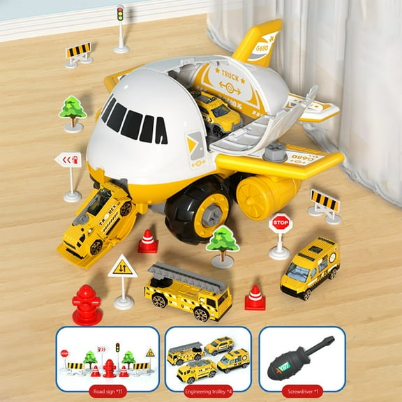 Oefntac Toys for Boys 4-6 DIY Assembles Toy Plane with Screwdriver Inertial Engineering Vehicle for Boys Educational Toy for Children's Intelligence Development