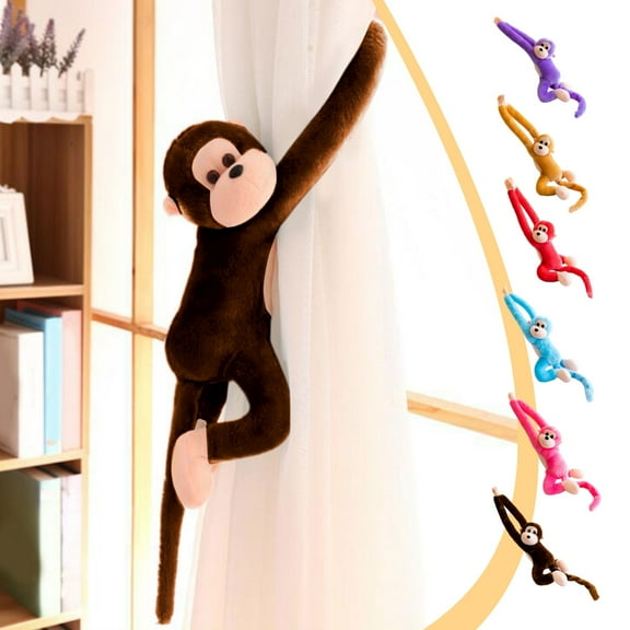Oefntac Toys Long Arm Monkey Plush Toy Soft Hanging Decorative Sound Stuffed Doll Kids Curtain Room Family Gift Home Bed Decoration