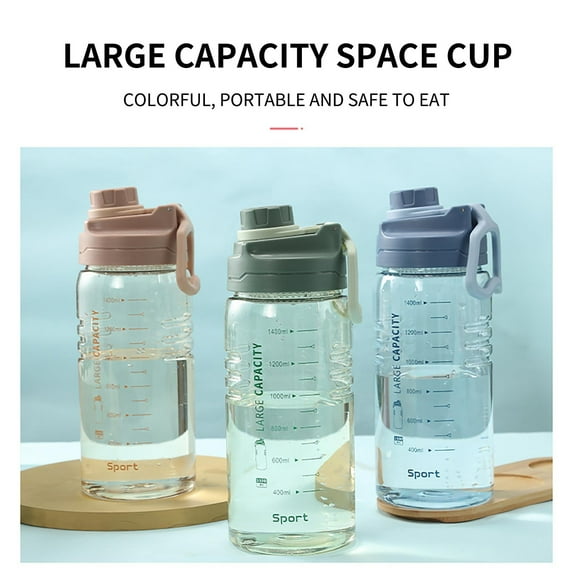 Oefntac Water Bottle 1500ML Sports Water Cup Large-capacity Water Bottle Fitness Cup Straw Kettle Outdoor Large Water Bottle for Travel Workout Gym