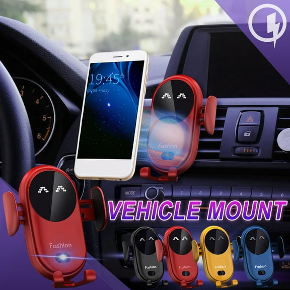 Oefntac Wireless Phone Charger Automatic Clamping Wireless Charger Car Smart Infrared Sensor Vent Mount Mobile Phone Bracket Stand