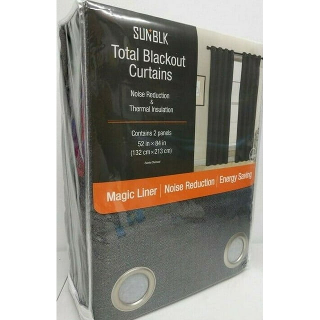 OekoTex SunBlk Total Blackout Curtains Everly Charcoal 52x84 In. 2