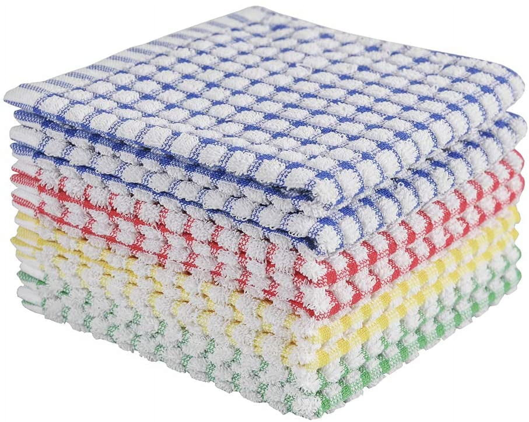 Oeleky Dish Cloths for Kitchen Washing Dishes, Super Absorbent Dish Rags,  Cotton Terry Cleaning Cloths Pack of 8, 12x12 Inches Mix- Inch (Pack of 8)