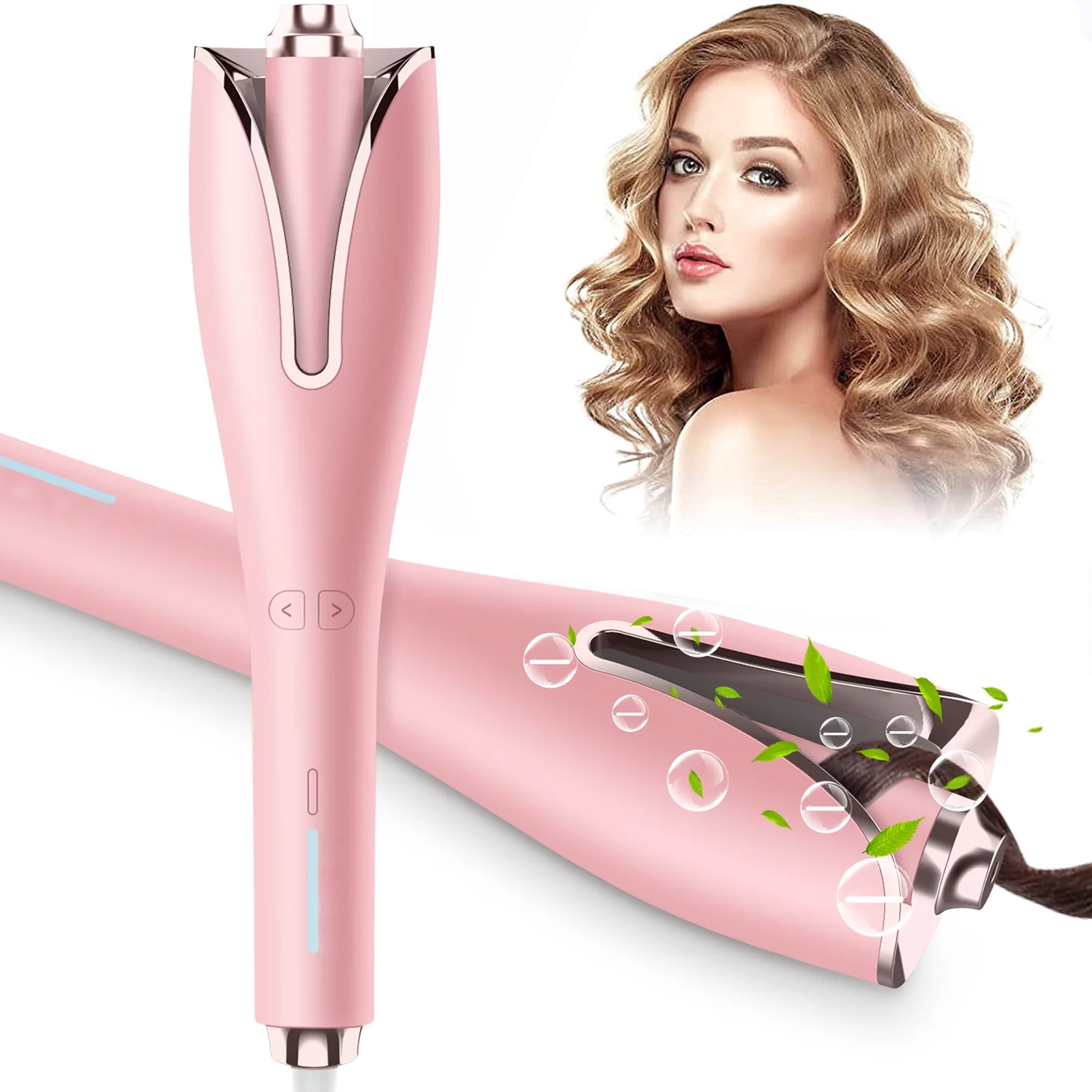 Oenbopo Automatic Hair Curler Professional Anti Tangle Automatic Curling Iron with 4 Temperature Adjustable Rotating Curling Iron Fast Heating with Auto Shut Off for Hair Styling Pink Walmart