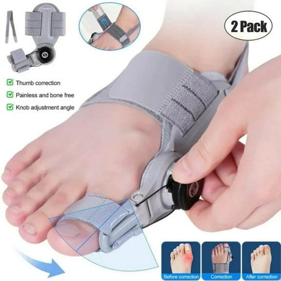Oenbopo Bunion Splint Big Toe Straightener Corrector Hallux Valgus Adjustable Knob Correction Orthopedic Bone Thumb Adjustable,2PCS,Grey
