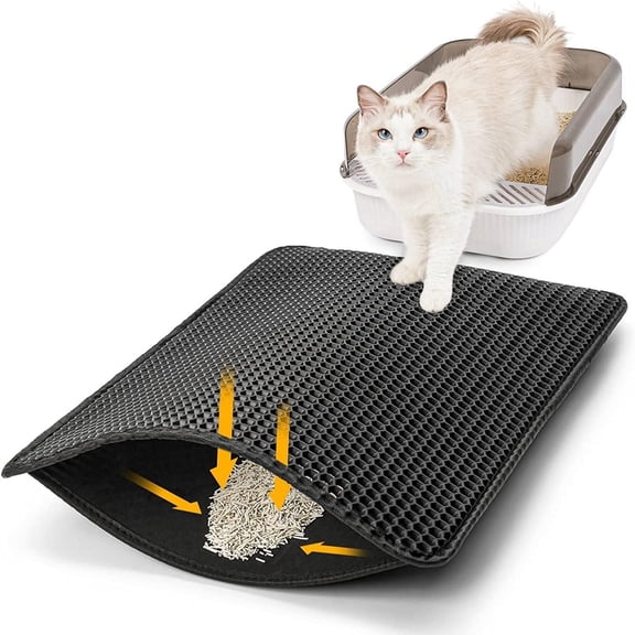 Oenbopo Cat Litter Mat, 15.7*23.6"" Litter Box Mat,Honeycomb Double Layer Trapping Litter Mat Design,Waterproof Urine Proof Kitty Litter Mat,Easy Clean