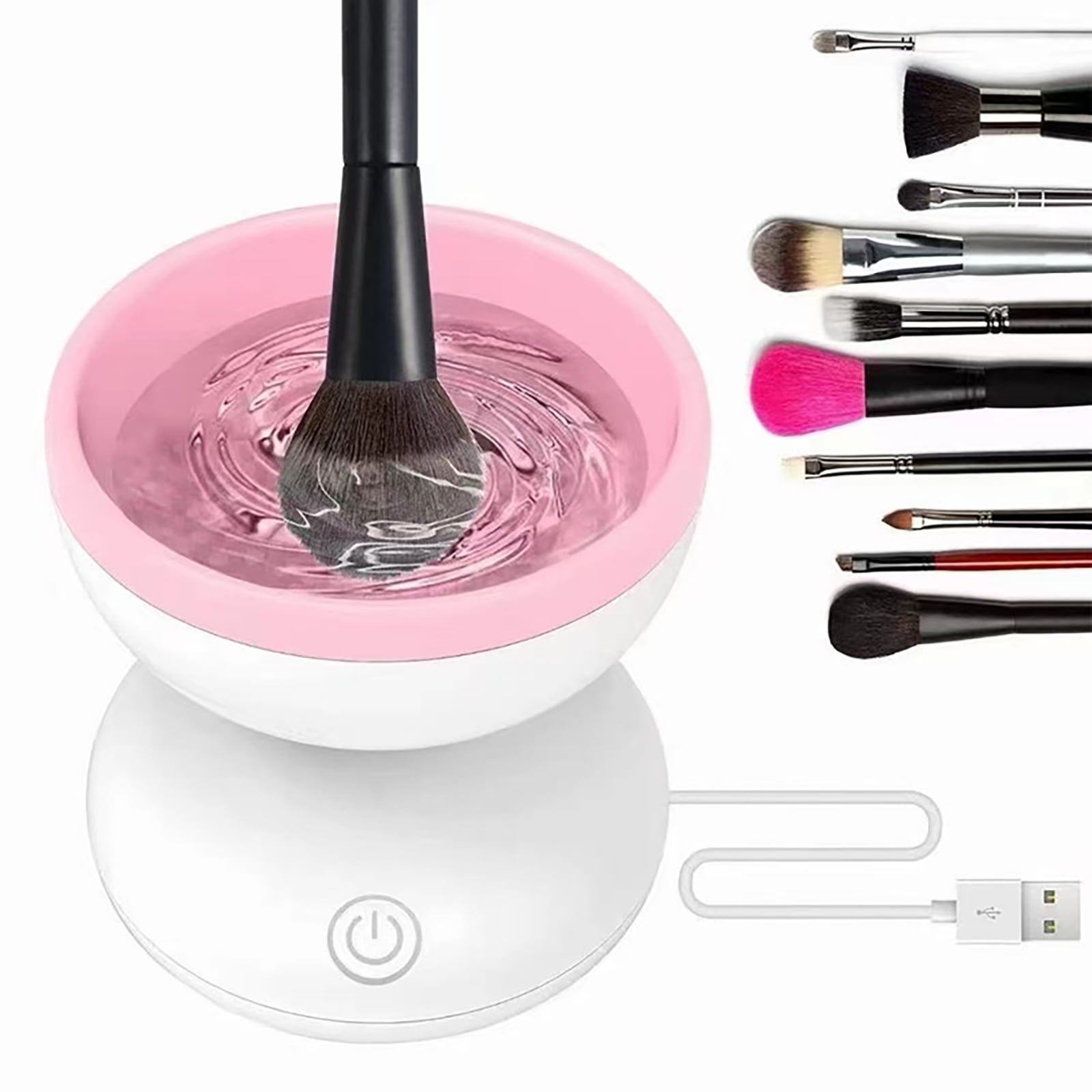 DOTSOG Makeup Brush Cleaner,Electric Makeup Brush Cleaner Machine with 8  Rubber Collars,Deep Cosmetic Automatic Brush Spinner for all brushes,Wash  and