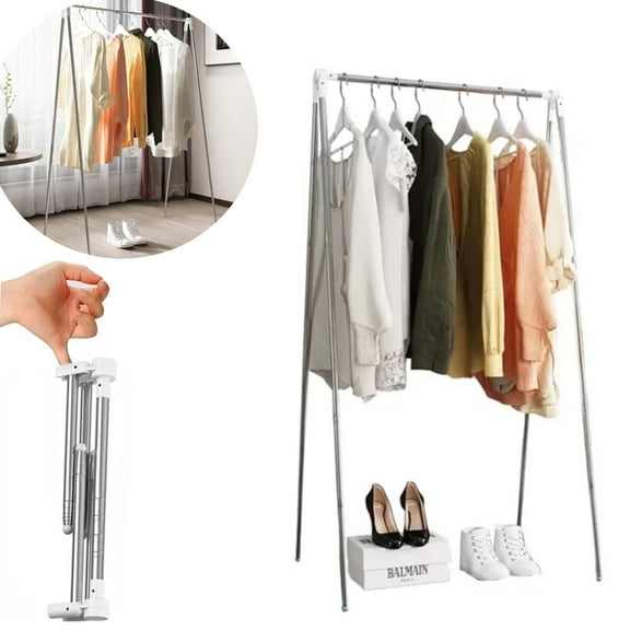 Oenbopo Folding Clothes Rack, Portable Garment Rack for Travel , Camping, Drying, Indoor, Outdoor. Mini Clothing Rack, White