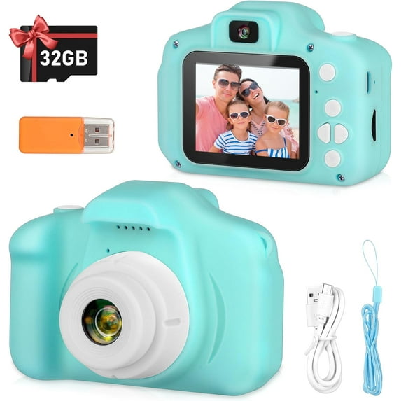 Oenbopo Kids Camera with 32GB SD Card,Kids Selfie Camera Toy 13MP 1080P HD Digital Video Camera for Toddler Boys Girls, Portable Toy,Christmas Birthday Gift for 3 4 5 6 7 8 9 Year Old,Green
