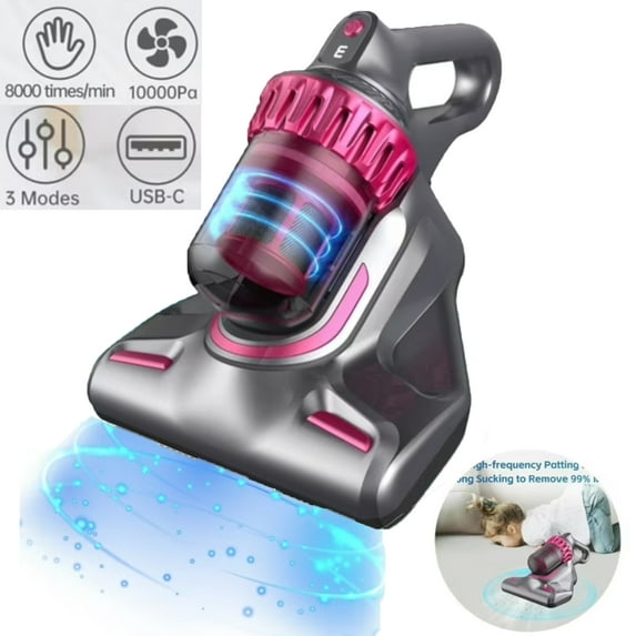 Oenbopo Mattress Vacuum Cleaner Cordless, UV Bed Vacuum Cleaner 10Kpa High Frequency Double Beat Low Noise, 3-in-1 Handheld Vacuum for Bed, Mattress, Pillow, Sofa Cleaning