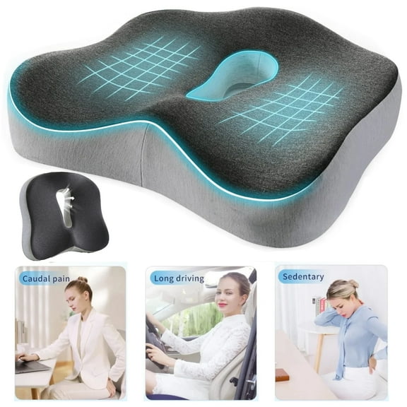 Oenbopo Memory Foam Seat Chair Cushion for Relieves Back Sciatica Pain Tailbone Pain Coccyx Degenerating Disc Orthopedic Osteoarthritis Prostate Cushion Low Back Pain Cushion Hip Shaping