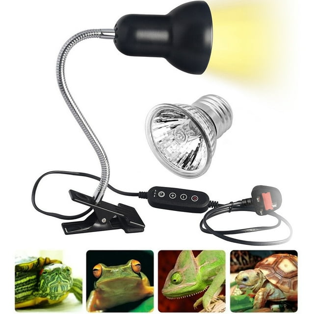 Oenbopo 75W Reptile Heat Lamp with Adjustable Holder and Timer, For