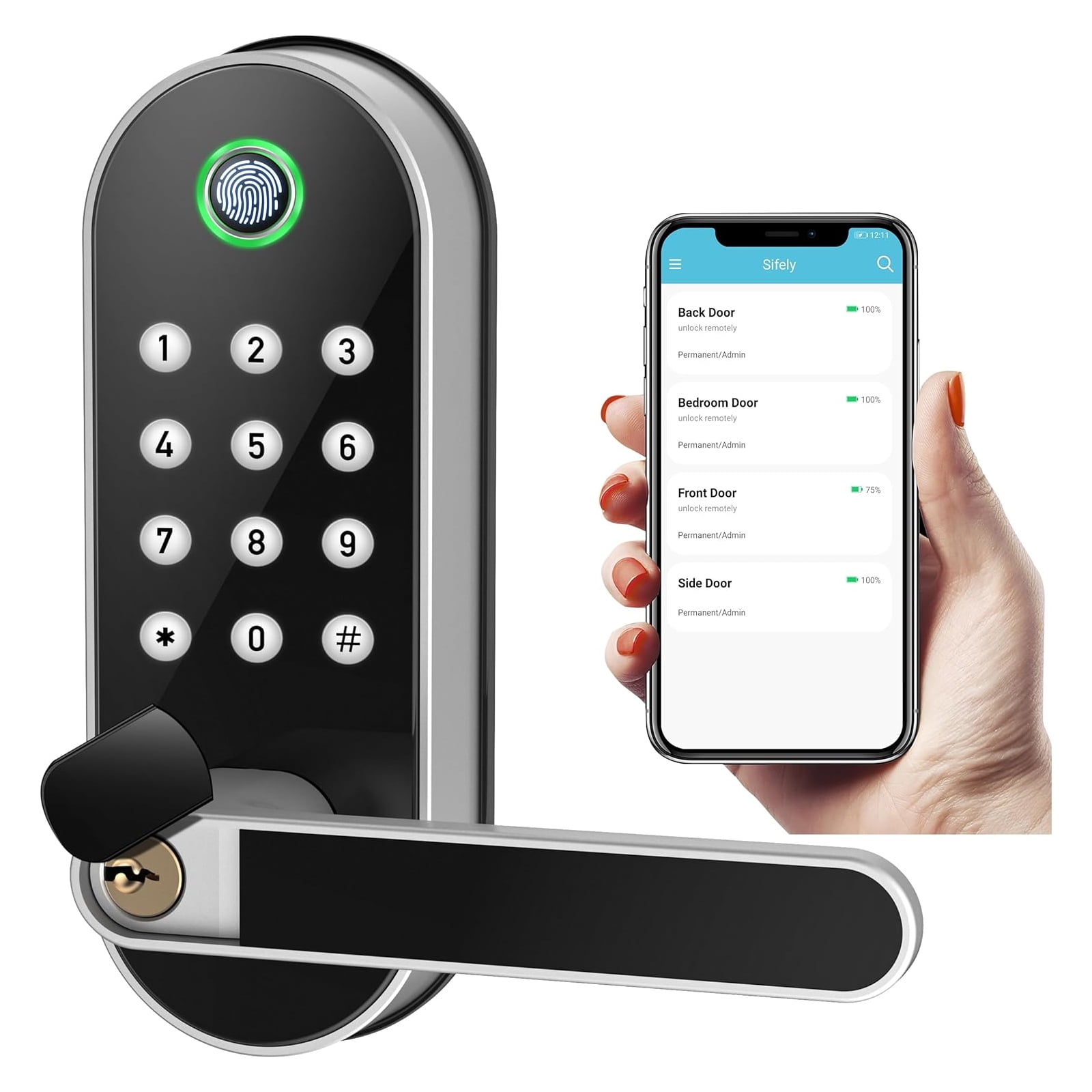 Oenbopo Smart Lock Biometric Fingerprint Smart Door Lock Keypad