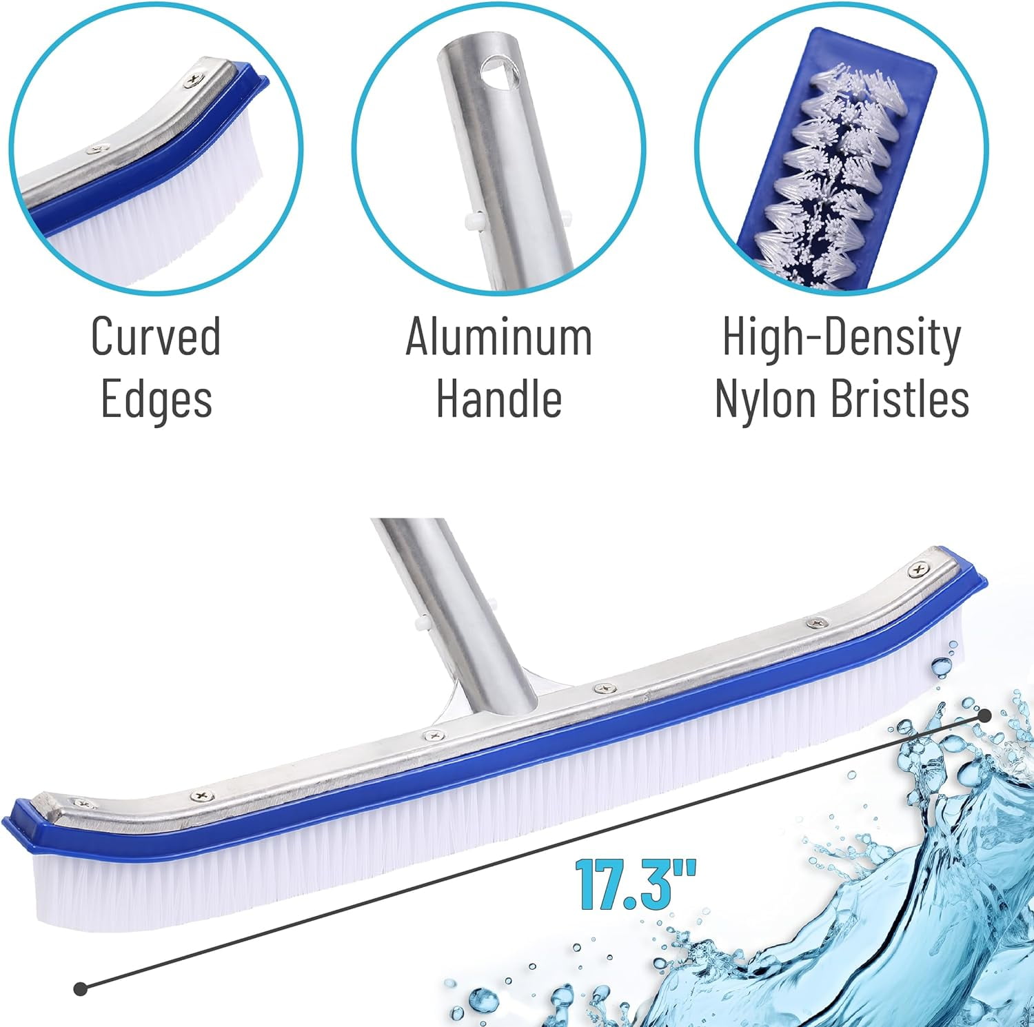 Oenbopo Swimming Pool Cleaning Brush,18 in Swimming Pool Wall & Tile ...