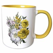 3drose, Oenothera Large Flowers in Yellow and White, 11oz Two-tone Yellow Mug