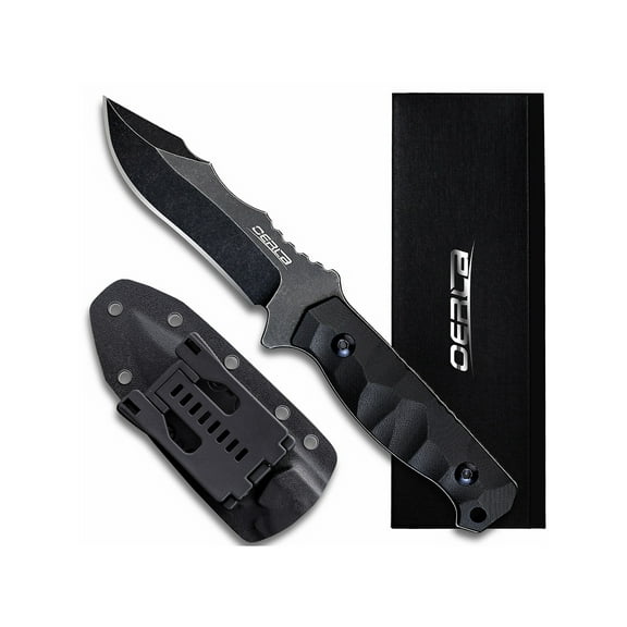 Oerla olk-037B Tactical Fixed Blade Knife 4.46-inch Blade with Black G10 Handle Waist Clip EDC Kydex Sheath