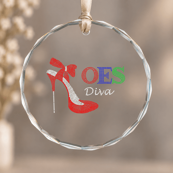 Oes Sistar Diva Order of the Eastern Star Parents' Day Christmas Ornament, Holiday Keepsake Gift, Circle Glass Ornament