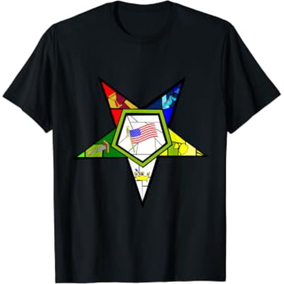 Oes Star Us Flag Eastern Star 4Th Of July Parents' Day Gift T-Shirt