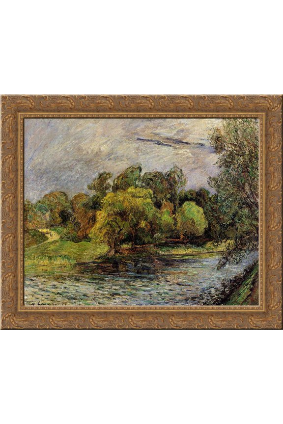 Oestervold Park, Copenhagen 24x20 Gold Ornate Wood Framed Canvas Art by Paul Gauguin