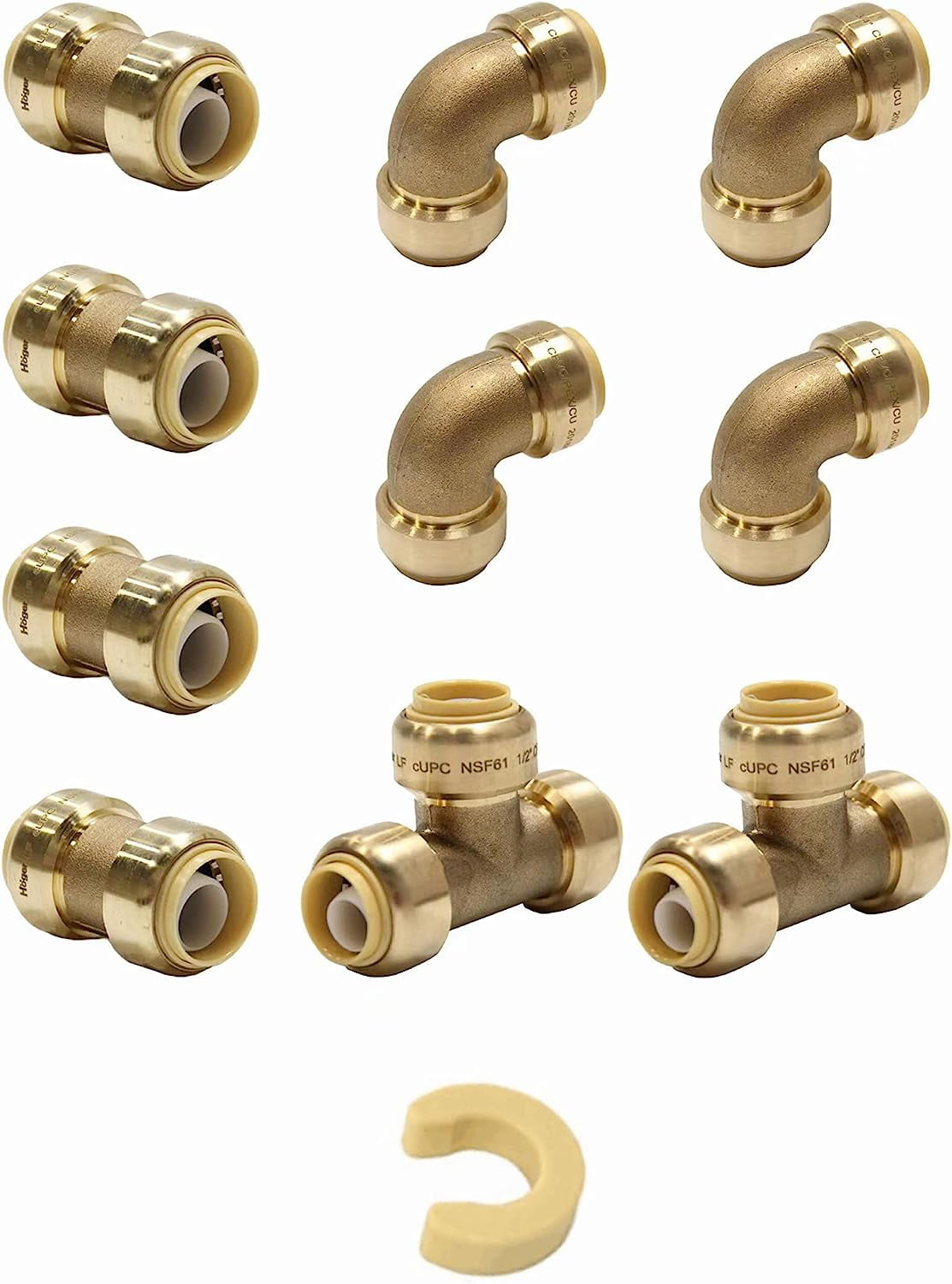 Of 10) 1/2 Inch Push Fit Fitting Bundles To Connect Pex, Copper, CPVC