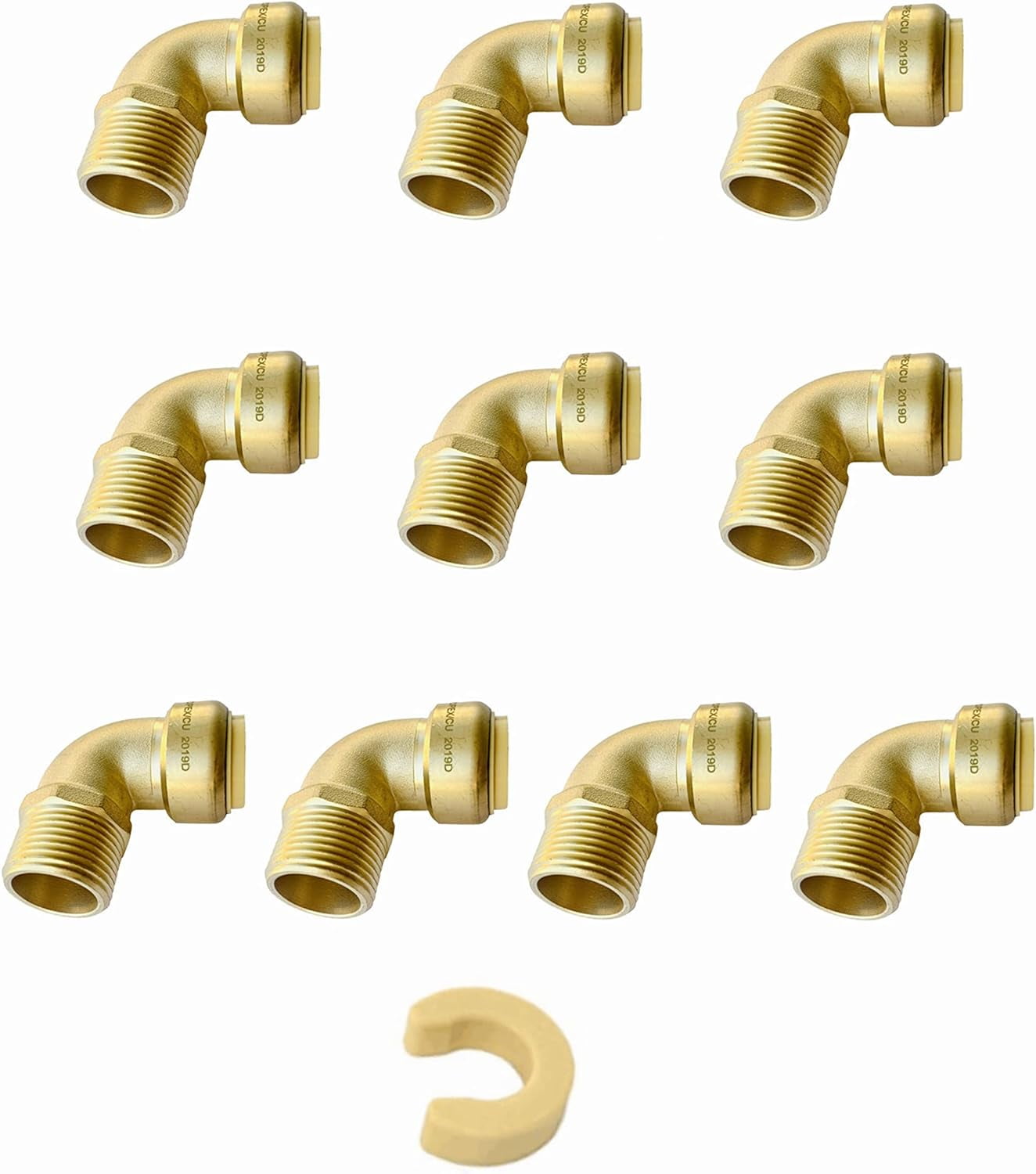 of 10) PushFit Brass Fittings 1/2 Inch x 1/2 Inch Male Threaded NPT