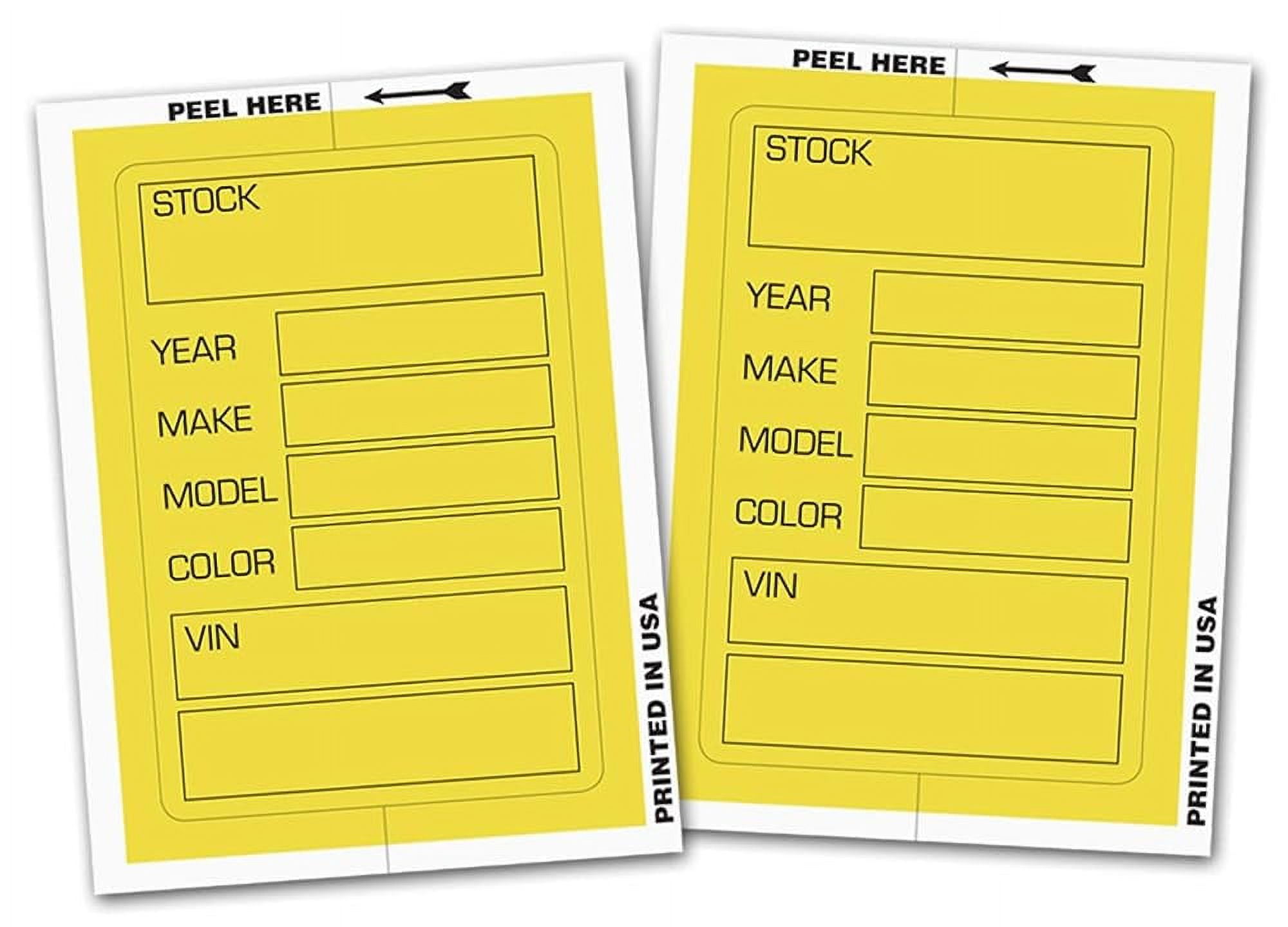 Of 100 Stock Stickers Yellow Genuine VersaTag Car Dealership Stock Stickers (Yellow