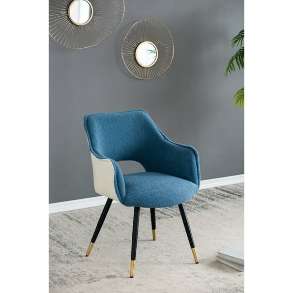 Of 2 Blue Vanity Chairs With Soft Padding And Iron Legs - 23.2x23.2x33.9 Side For Living Room, 23.2x23.2x33.9, Velvet Fabric, 250lbs Capacity