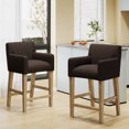 thumbnail image 1 of Of 2 Brown 26 Inch Counter Stools - Upholstered, Strong H-frame Stool Pair Upholstery, Dependable Trait, 1 of 7
