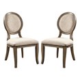 thumbnail image 1 of Of 2 Dining Chairs In Rustic Oak Finish, Beige Fabric Padded, Oval Back For Durability Piece With Padding, A Classy Room, 1 of 2