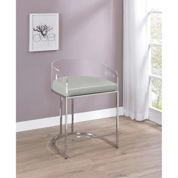 Of 2 Grey Acrylic Back Dining Seats - Contemporary Elegance With And Modern Style Metal