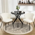 thumbnail image 1 of Of 2 Modern Dining Chairs, Boucle Fabric, Black Metal Legs, Lightweight Fabric Chairs With Foam Filler - Design For Home, 1 of 7